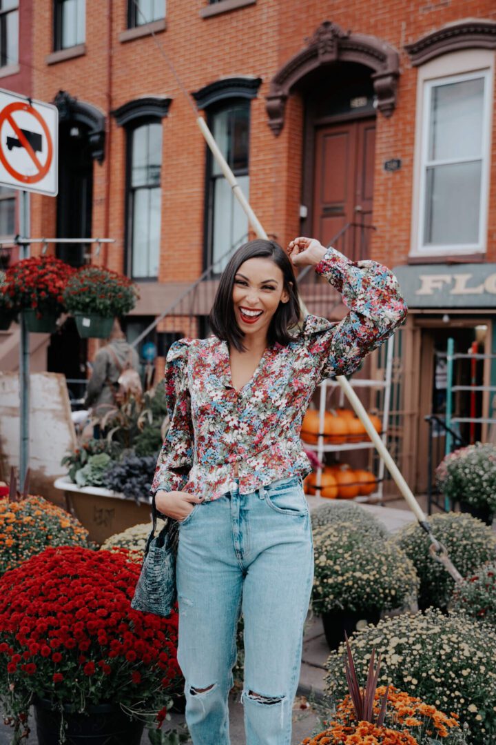 Floral top hotsell with jeans